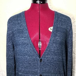 H&M Medium Blue Marled Button Up Cardigan Sweater